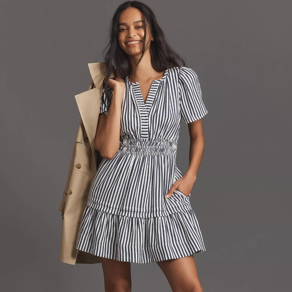 NWT Anthropologie Somerset Mini Dress Slate XXS
